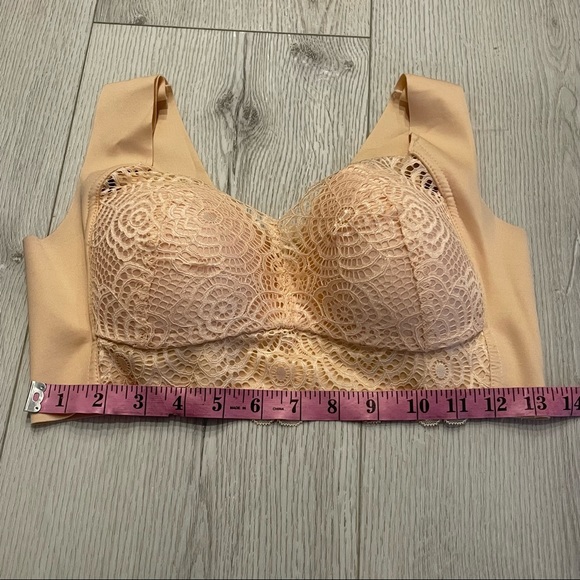 Wireless Bra Full Coverage Sports Bra Extra Stretchy Breathable Lace Trim Bra - Picture 2 of 7